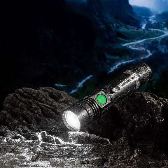 High-Power LED Flashlight, USB-Rechargeable, with a Maximum Beam Distance of 200 Meters. Equipped with LED Bulbs, it Offers High Brightness, Pure Color Rendering