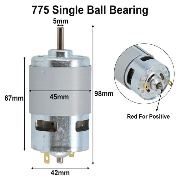 High Power Large Torque Motor 775 795 895 Dc 12V~24V 3000-12000Rpm Single Double Ball Bearing Gear Motor 5Mm Shaft