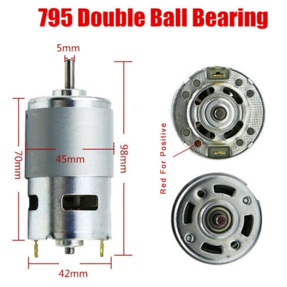 Motore DC Azgiant 795 12V-24V 12000RPM Coppia Elevata Doppio Cuscinetto - Foto 2