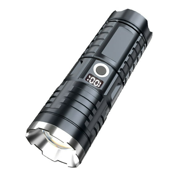 High Power Led Wick Telescopic Digital Display with Large Capacity Battery Type-C Fast Charging Outdoor Waterproofs Flashlight(Black)
