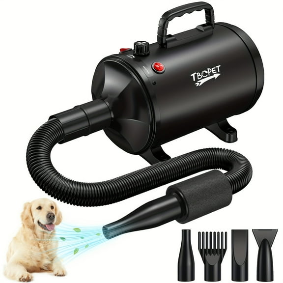 [High-Power Pet Dryer] 5.2HP High-Power Dog Grooming Dryer, Pet Hair Dryer With Adjustable Speed And Temperature Control - 4 Nozzle Dog Blow Dryer, Easy To Use And Clean, 3800W Without Battery