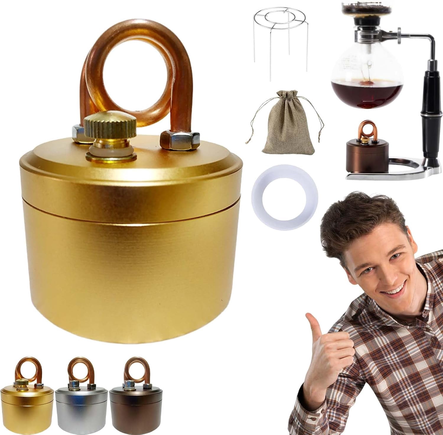 High-Power Portable Mini Outdoor Spirit Burner & Alcohol Stove, Lightweight Mini Alcohol Camping Stove With Stable Stand For Backpacking Hiking Brewing Tea Coffee Picnic (1, Gold)