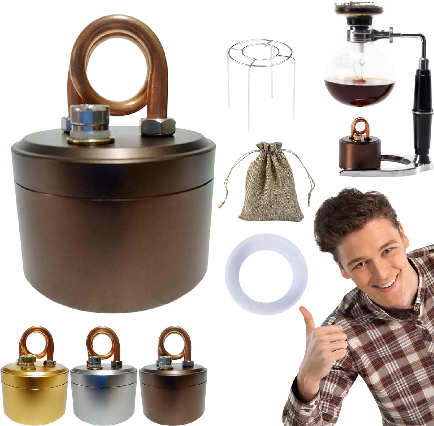 High-Power Portable Mini Outdoor Spirit Burner & Alcohol Stove, Lightweight Mini Alcohol Camping Stove With Stable Stand For Backpacking Hiking Brewing Tea Coffee Picnic (1, Brown)