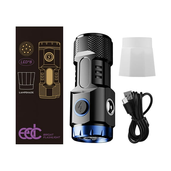 High-Power Rechargeable Flashlight - Bright Multi-Core Wick Burst Flashlight, Portable Long-Range Outdoor Torch for Camping & Emergencies