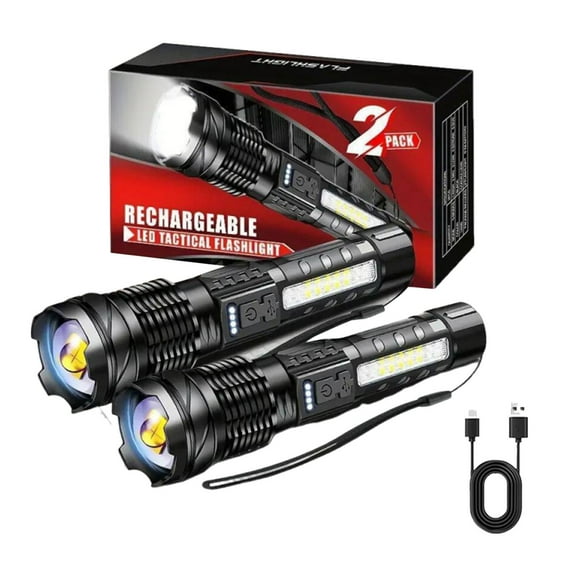 High Power Rechargeable Flashlight with Multiple Lighting Functions Super Bright LED Strobe Light for Emergency Adjustable and Portable Design for Outdoor Adventures
