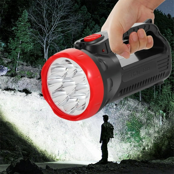 High Power Rechargeable LED Flashlight Handheld Searchlight Lantern with Modes Super Bright Strong Light Lamp for Camping Hunting Emergency Outdoor Activities Portable Black Light