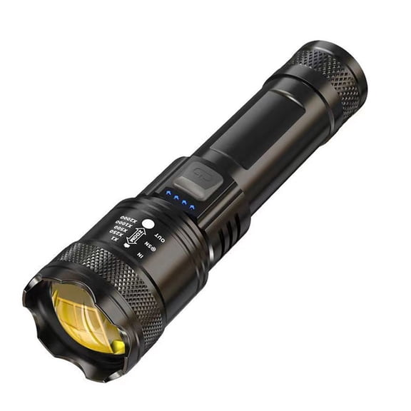 High Power Rechargeable LED Flashlight for Outdoor Adventures Camping Hiking Emergency Night Running with -Mode and Zoomable Beam