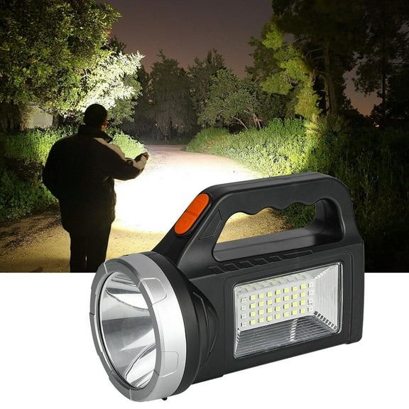 High Power Solar USB Rechargeable LED Flashlight with Dual Brightness Modes, Ergonomic Handle for Camping Hiking Emergency Outdoor Use, Portable Phone Power Bank Function, Weather Resistant