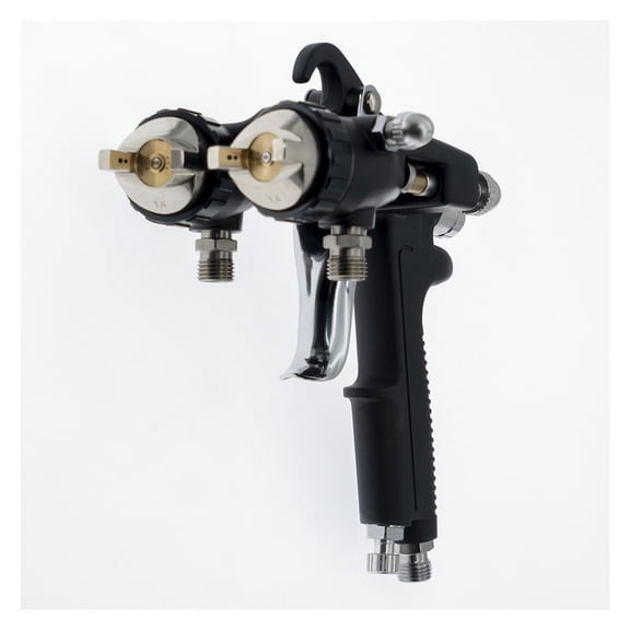 High Power Spray Gun Double Nozzle Chrome/silver Spray Gun For Two-component Coating Dual Head External Mixing Spray Gun 1.4mm Nozzle ,Versatile applications
