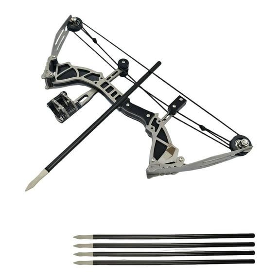 High Power Stainless Steel Compound Bow Set with Pulley System Portable Mini Target Shooting Bow and Arrow Kit for Indoor Outdoor Stress Relief and Hobby Training