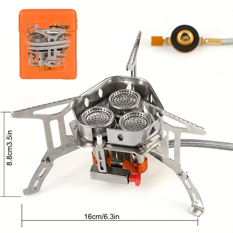 High Power Windproof Camping Stove, Portable Foldable Gas Stove for Backpacking Hiking Picnic, Lightweight Outdoor Cooking Stove with Carry Case