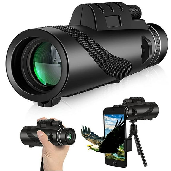 High-Powered 80X100 Monocular Telescope for Adults - 6.69 inch Compact Smartphone Compatible Monocular for Stargazing,Hunting,Bird Watching,Hiking,Camping