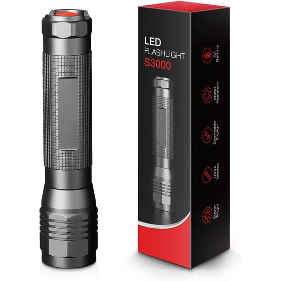 High-Powered LED Flashlight S3000, Super Bright - High Lumen, IP67 Water Resistant, 3 Modes and Zoomable for Camping, Emergency, Hiking