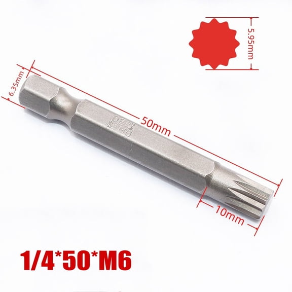 High Precision 12 Point for Torx 50mm with Magnetic Hex Shank for Various Screwdrivers (M6)