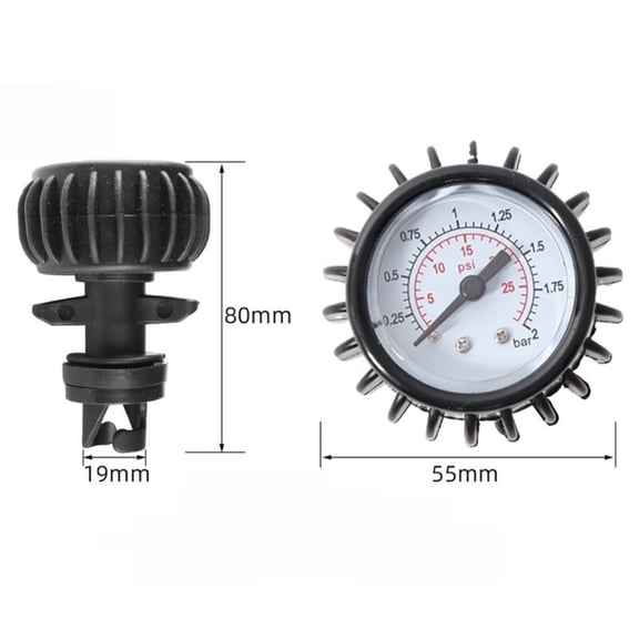 High Precision 30PSI Pressure Gauge For Inflatable for KAYAK Paddleboard Surf Boat, Compact ABS Air Pump Meter With For Clear Readout For Water Sports, Black