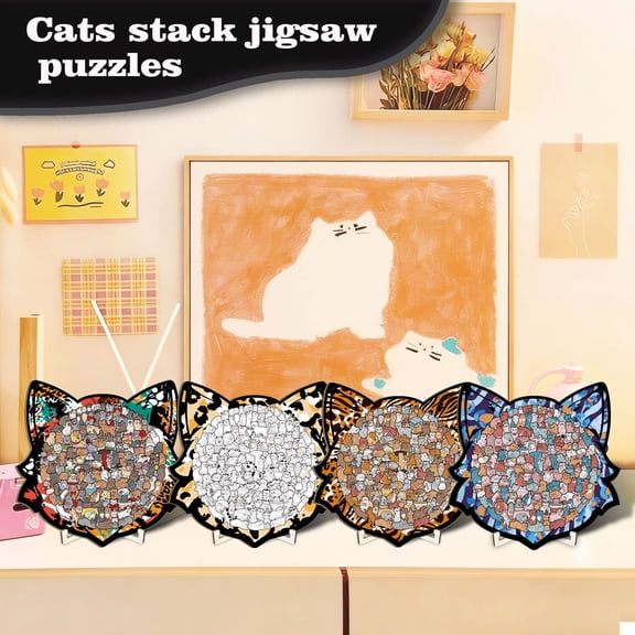 High-Precision 3D Wooden Engineering Puzzle Art: Intricate Cat Silhouette with 100+ Industrial Laser-Cut Pieces, Durable Multi-Layered Wood Art for Hobbyists, Large