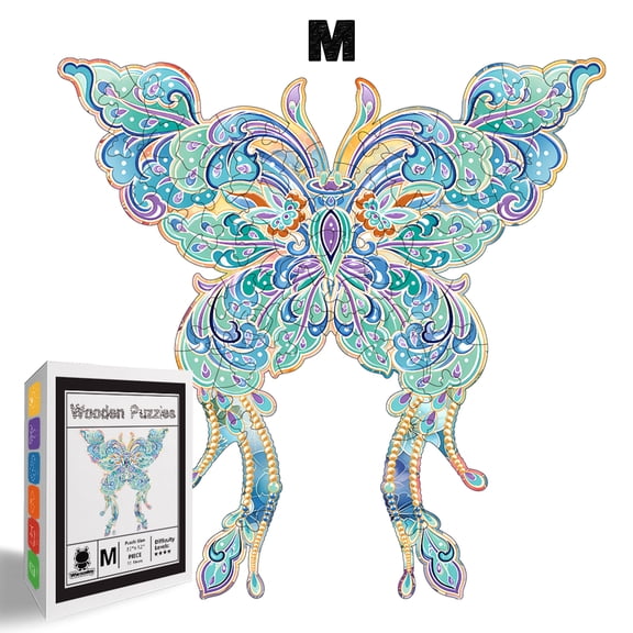 High-Precision 3D Wooden Engineering Puzzle: Intricate Butterfly Silhouette with 100+ Industrial Laser-Cut Pieces, Durable Multi-Layered Wood Art for Hobbyists, Large