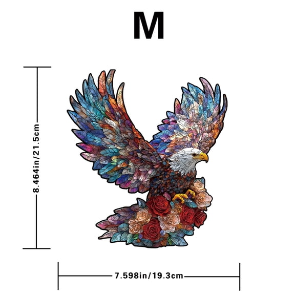 High-Precision 3D Wooden Engineering Puzzle: Intricate Eagle Silhouette with 100+ Industrial Laser-Cut Pieces, Durable Multi-Layered Wood Art for Hobbyists, Large