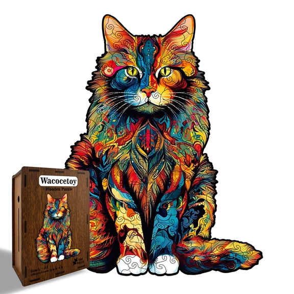 High-Precision 3D Wooden Engineering Puzzle: Intricate Feline Head with 100+ Industrial Laser-Cut Pieces, Durable Multi-Layered Wood Art for Precision Hobbyists
