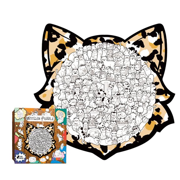 High-Precision 3D Wooden Engineering Puzzle Kit: Intricate Cat Head Silhouette with 100+ Laser-Cut Pieces, Durable Multi-Layered Basswood Art for Precision Hobbyists
