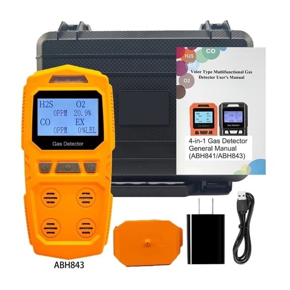 High Precision 4-in-1 Gas Detector Portable Handheld Rechargeable O2 CO H2S Analyzer Combustible & Toxic Hazardous Gas Meter