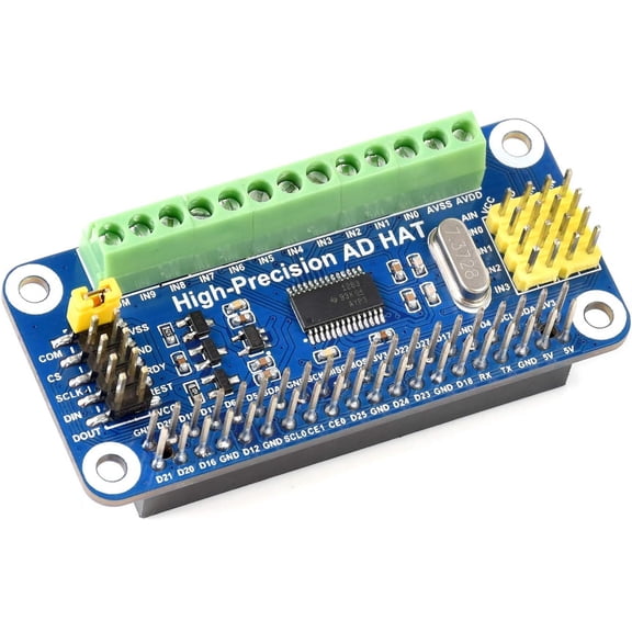 High-Precision AD HAT for 4B/3B+/3B/2B/Zero/Zero W/Zero WH and Jetson Nano, ADS1263 10-Channel 32-Bit ADC
