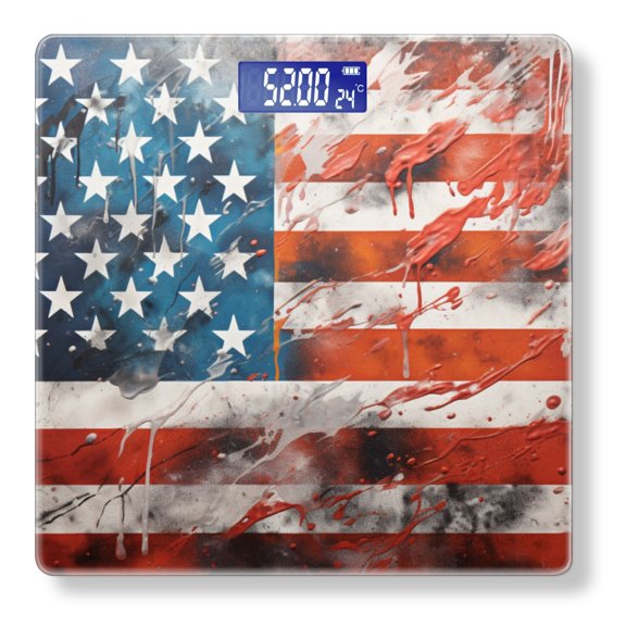 High Precision Body Weight Scale Smart Bathroom Scales with Large LCD Display(400lbs),Decorative for Bedroom-Abstract American Flag With Splashes Of Paint And Graffiti