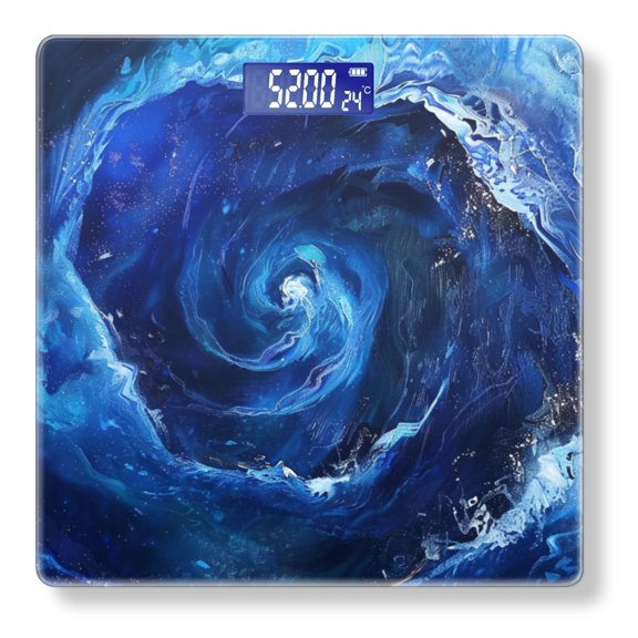 High Precision Body Weight Scale Smart Bathroom Scales with Large LCD Display(400lbs),Decorative for Bedroom-Abstract Blue Rose Spiral Vortex Swirling In The Ocean