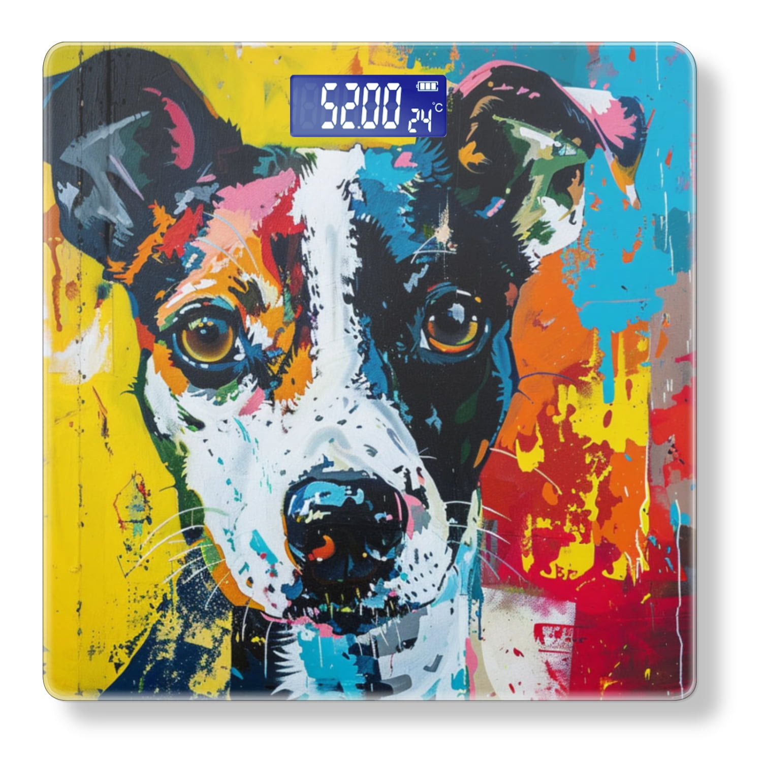 High Precision Body Weight Scale Smart Bathroom Scales with Large LCD Display(400lbs),Decorative for Bedroom-Abstract Colorful Painting Of Jack Russell Terrier