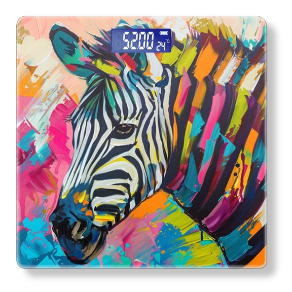 High Precision Body Weight Scale Smart Bathroom Scales with Large LCD Display(400lbs),Decorative for Bedroom-Abstract Colorful Painting Of Zebra With Vibrant Colors