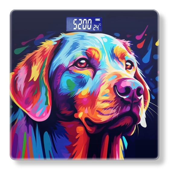 High Precision Body Weight Scale Smart Bathroom Scales with Large LCD Display(400lbs),Decorative for Bedroom-Abstract Colorful Vector Art Of Adorable Labrador Retriever