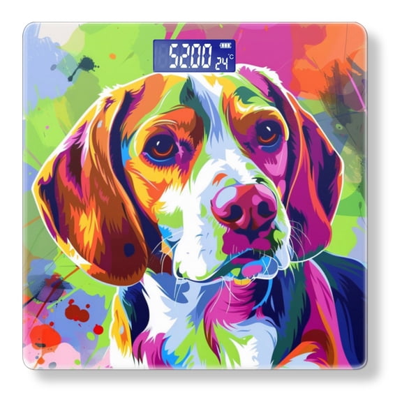 High Precision Body Weight Scale Smart Bathroom Scales with Large LCD Display(400lbs),Decorative for Bedroom-Abstract Colorful Vector Art Of Beagle Dog Portrait