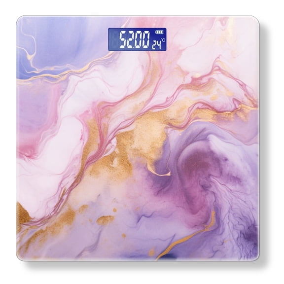 High Precision Body Weight Scale Smart Bathroom Scales with Large LCD Display(400lbs),Decorative for Bedroom-Abstract Marble Pattern With Purple And Pink