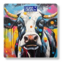 High Precision Body Weight Scale Smart Bathroom Scales with Large LCD Display(400lbs),Decorative for Bedroom-Abstract Street Art Painting Of Cow Portrait