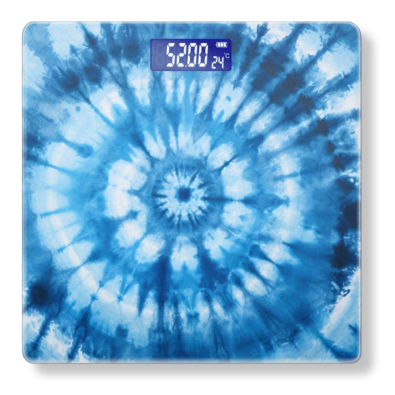 High Precision Body Weight Scale Smart Bathroom Scales with Large LCD Display(400lbs),Decorative for Bedroom-Abstract Tie-Dye Pattern In Indigo Blue Featuring Circular