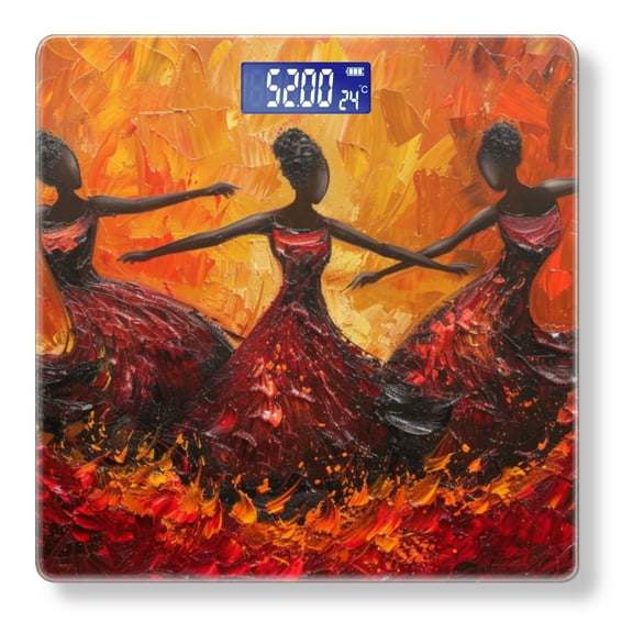High Precision Body Weight Scale Smart Bathroom Scales with Large LCD Display(400lbs),Decorative for Bedroom-African Ballerinas In Red And Black Dresses