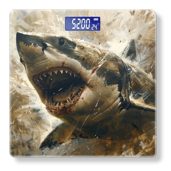 High Precision Body Weight Scale Smart Bathroom Scales with Large LCD Display(400lbs),Decorative for Bedroom-Aggressive Shark Mouth Open And Sharp Teeth Showing