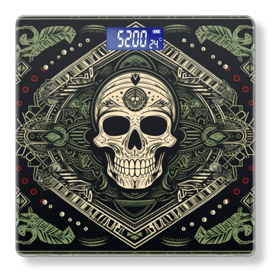 High Precision Body Weight Scale Smart Bathroom Scales with Large LCD Display(400lbs),Decorative for Bedroom-Ancient And Mystical Dark Green Tattoo Design With Skull