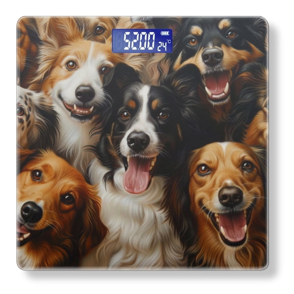 High Precision Body Weight Scale Smart Bathroom Scales with Large LCD Display(400lbs),Decorative for Bedroom-Array Of Dogs All Smiling And Opening Mouths