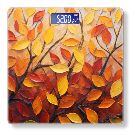 Bathroom Scale, Highly Accurate Digital Body Scale,Precisely Measures Weight up to 400 lbs-Autumn Leaves On Tree Branches With Warm Colors