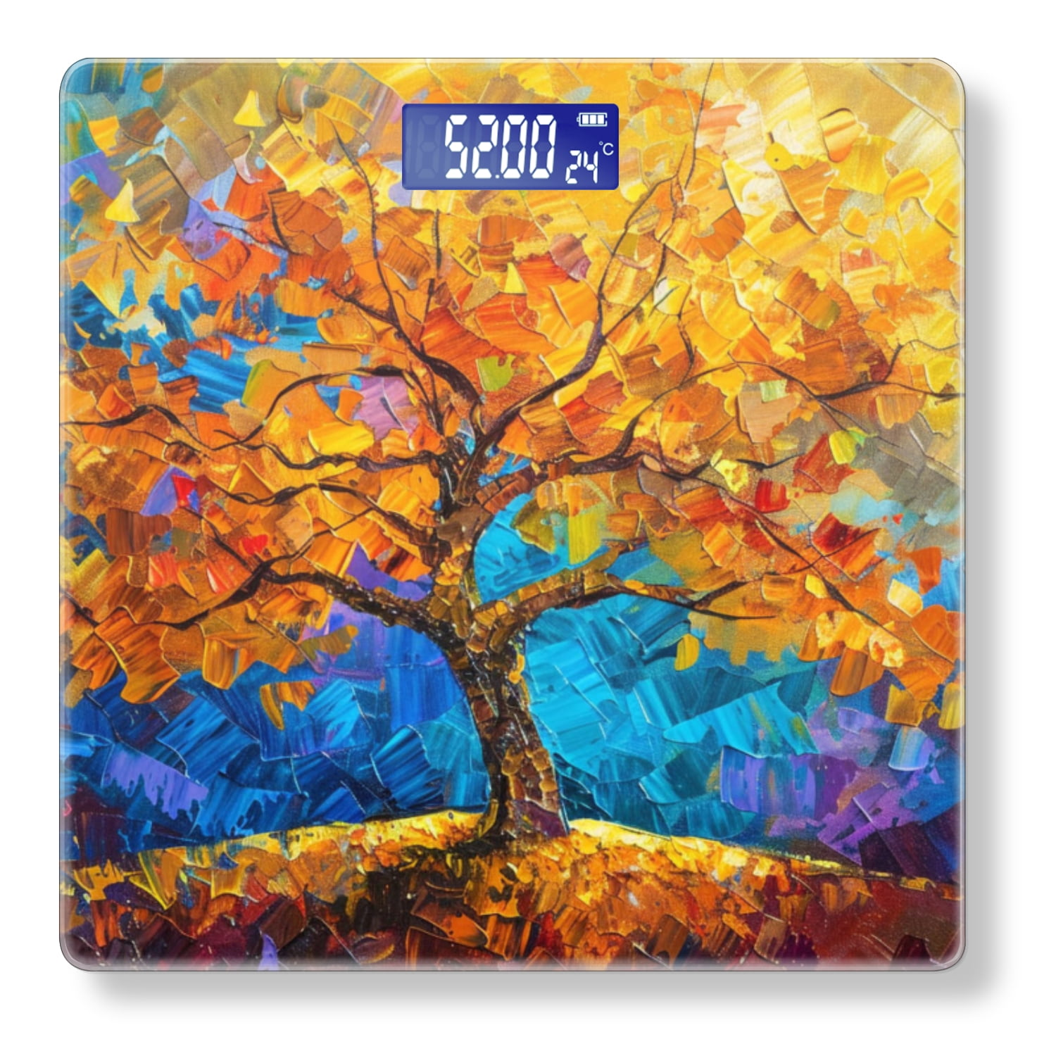 High Precision Body Weight Scale Smart Bathroom Scales with Large LCD Display(400lbs),Decorative for Bedroom-Autumn Tree With Yellow Leaves And Blue Sky