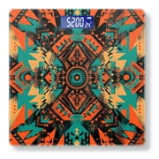 High Precision Body Weight Scale Smart Bathroom Scales with Large LCD Display400lbs,Decorative for Bedroom-Aztec Pattern In The Style Of Psychedelic Digital Art