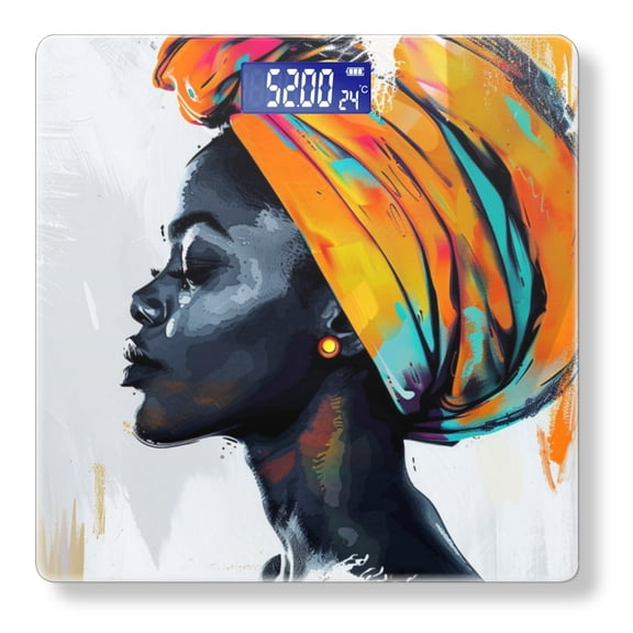 High Precision Body Weight Scale Smart Bathroom Scales with Large LCD Display(400lbs),Decorative for Bedroom-Beautiful African Woman With Orange And Yellow Turban On Head