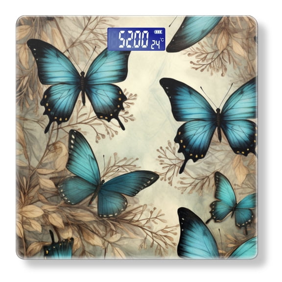High Precision Body Weight Scale Smart Bathroom Scales with Large LCD Display(400lbs),Decorative for Bedroom-Beautiful Blue Butterflies Flying In The Forest