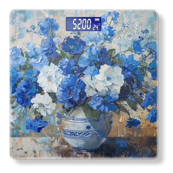 High Precision Body Weight Scale Smart Bathroom Scales with Large LCD Display(400lbs),Decorative for Bedroom-Beautiful Bouquet Of Blue And White Flowers