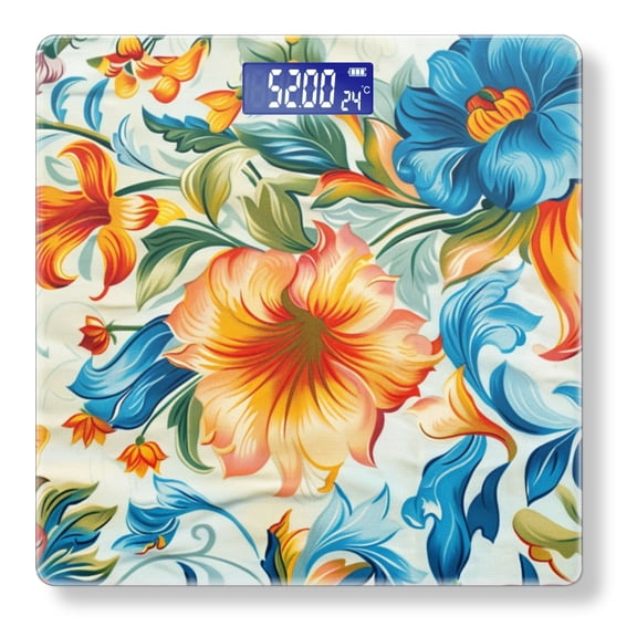 High Precision Body Weight Scale Smart Bathroom Scales with Large LCD Display(400lbs),Decorative for Bedroom-Beautiful Floral Pattern In The Style Of Russian Folk Art