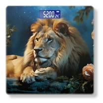 High Precision Body Weight Scale Smart Bathroom Scales with Large LCD Display(400lbs),Decorative for Bedroom-Beautiful Lion Resting In The Night Surrounded By Beautiful Roses