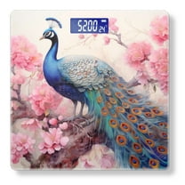 High Precision Body Weight Scale Smart Bathroom Scales with Large LCD Display(400lbs),Decorative for Bedroom-Beautiful Peacock With Vibrant Blue And Green Plumage
