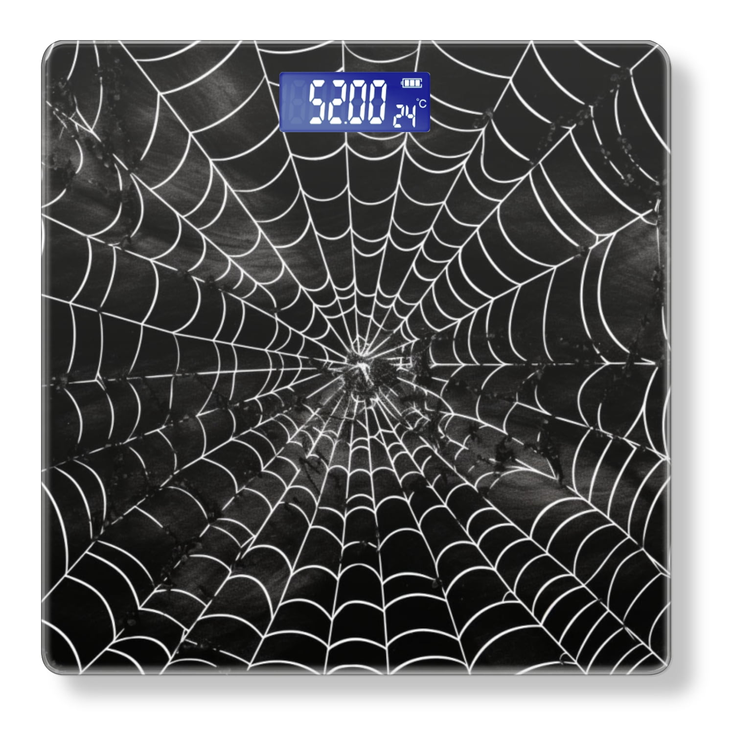 High Precision Body Weight Scale Smart Bathroom Scales with Large LCD Display(400lbs),Decorative for Bedroom-Black And White Illustration Of Spider Web Top View