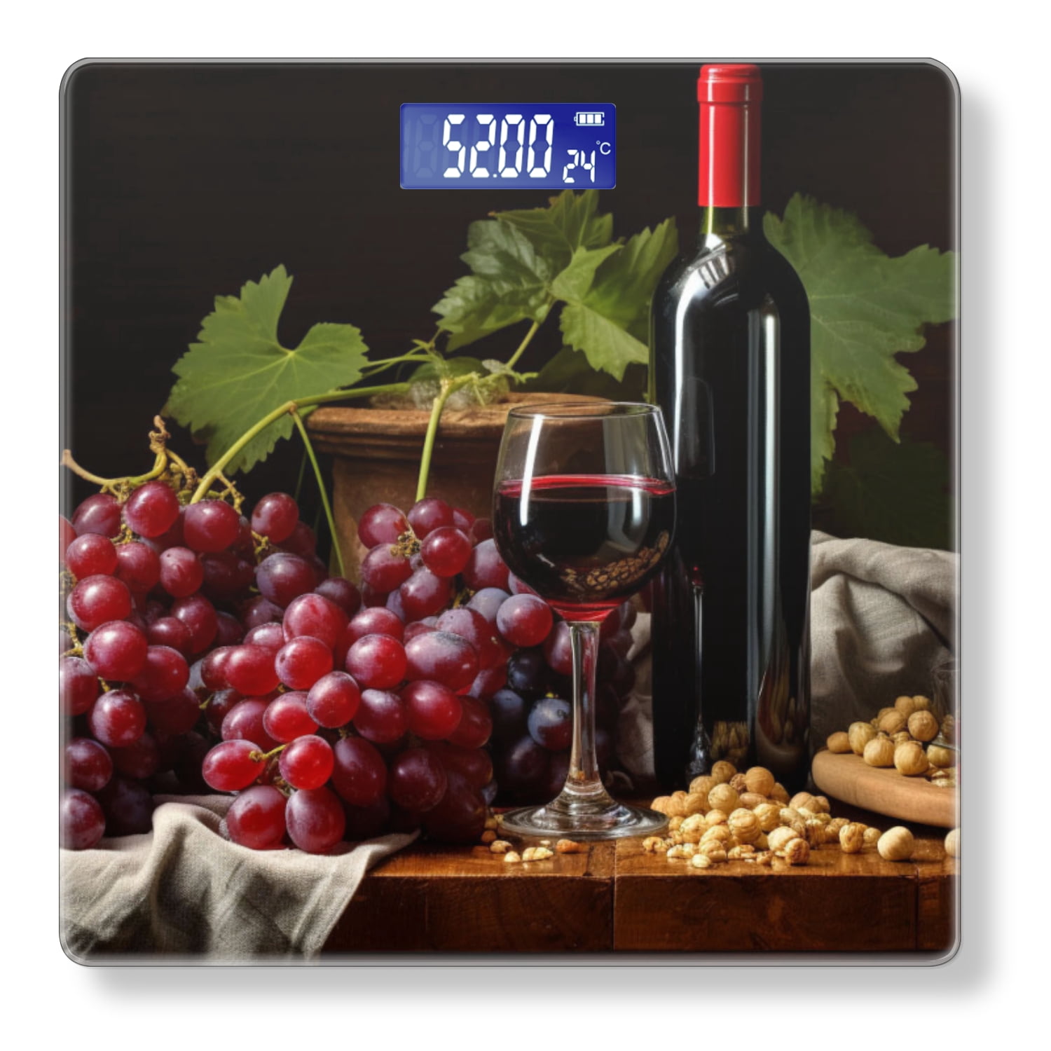 High Precision Body Weight Scale Smart Bathroom Scales with Large LCD Display(400lbs),Decorative for Bedroom-Bottle Of Red Wine And Hazelnuts On The Table